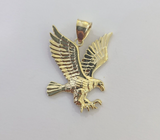 10k Yellow Gold Flying Eagle Charm Pendant For Men Women 1" Inch Bird 10kt Real