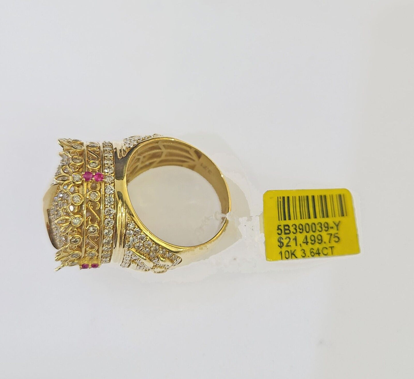 Real 10k Yellow Gold White Diamond Ring Size 10 Mens Ring