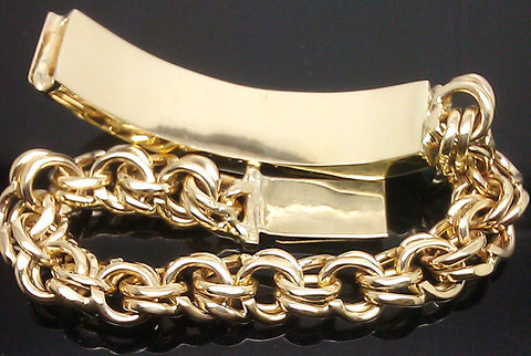 Solid 10k Gold Chino ID Bracelet Size 7.5" Inch Box