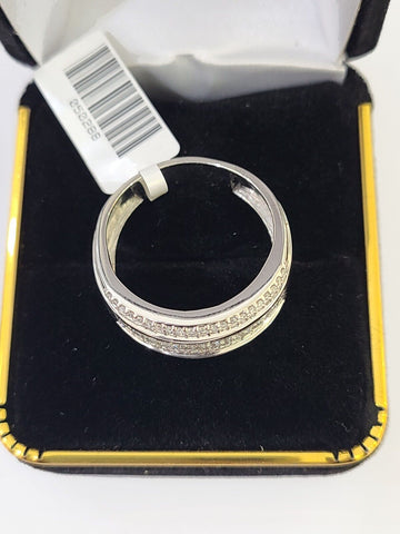 REAL 14k White Gold Diamond Ring Size 10 Wedding Engagement Ring Mens