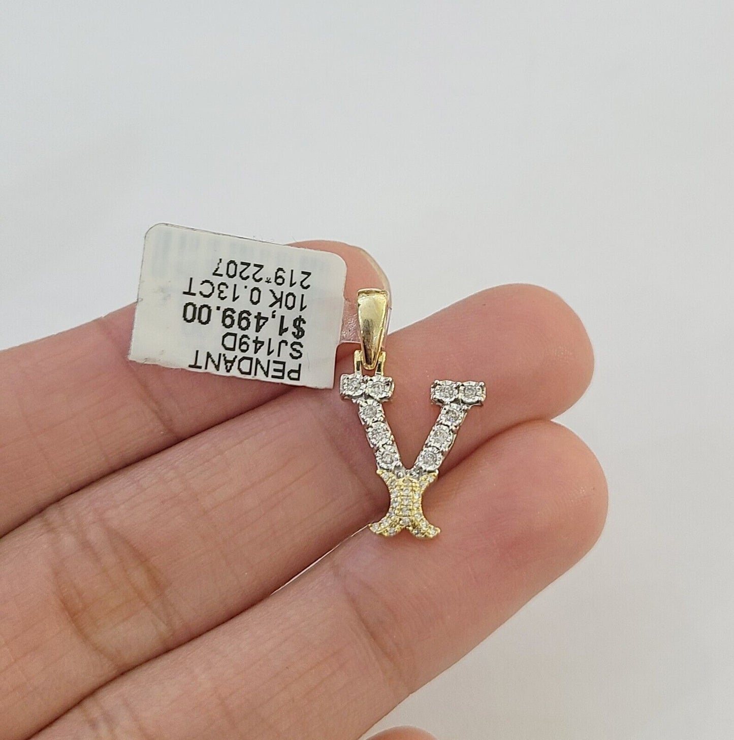 10k Real Yellow Gold Genuine Diamond Initial A-Z Alphabet Charm Letters Pendent