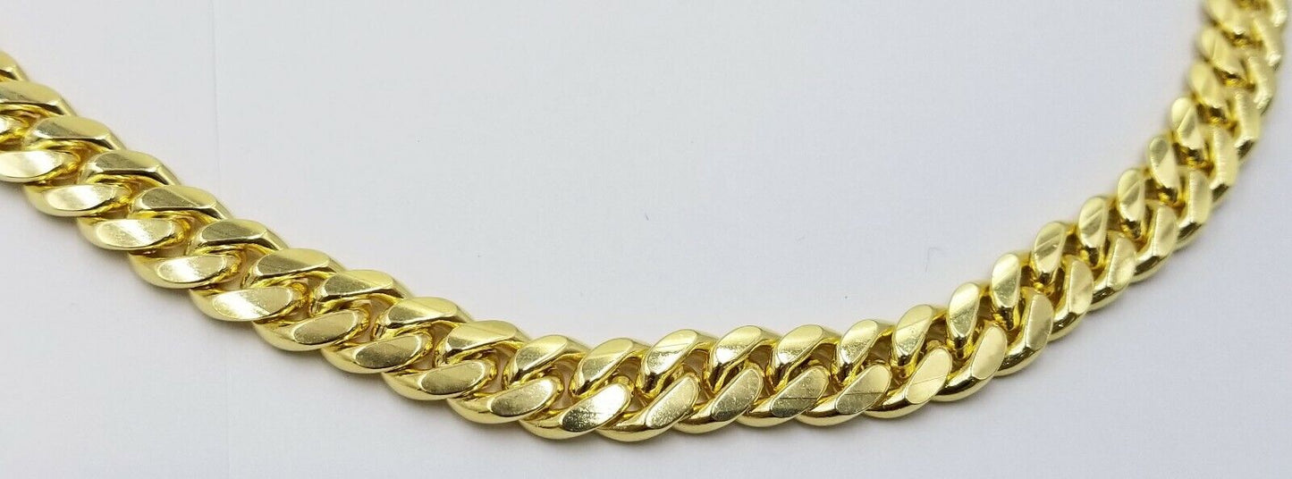 Real Solid Unisex 10k Yellow Gold Miami Cuban Chain 26" Inch Box lock Clasp 11mm