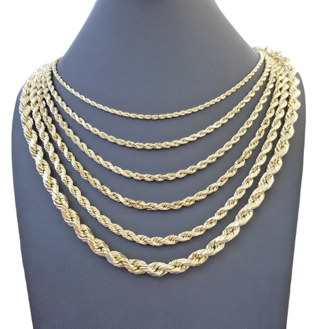 Real 10k Gold Rope Chain 3mm-10mm Necklace 18"-30" Inch Men Women