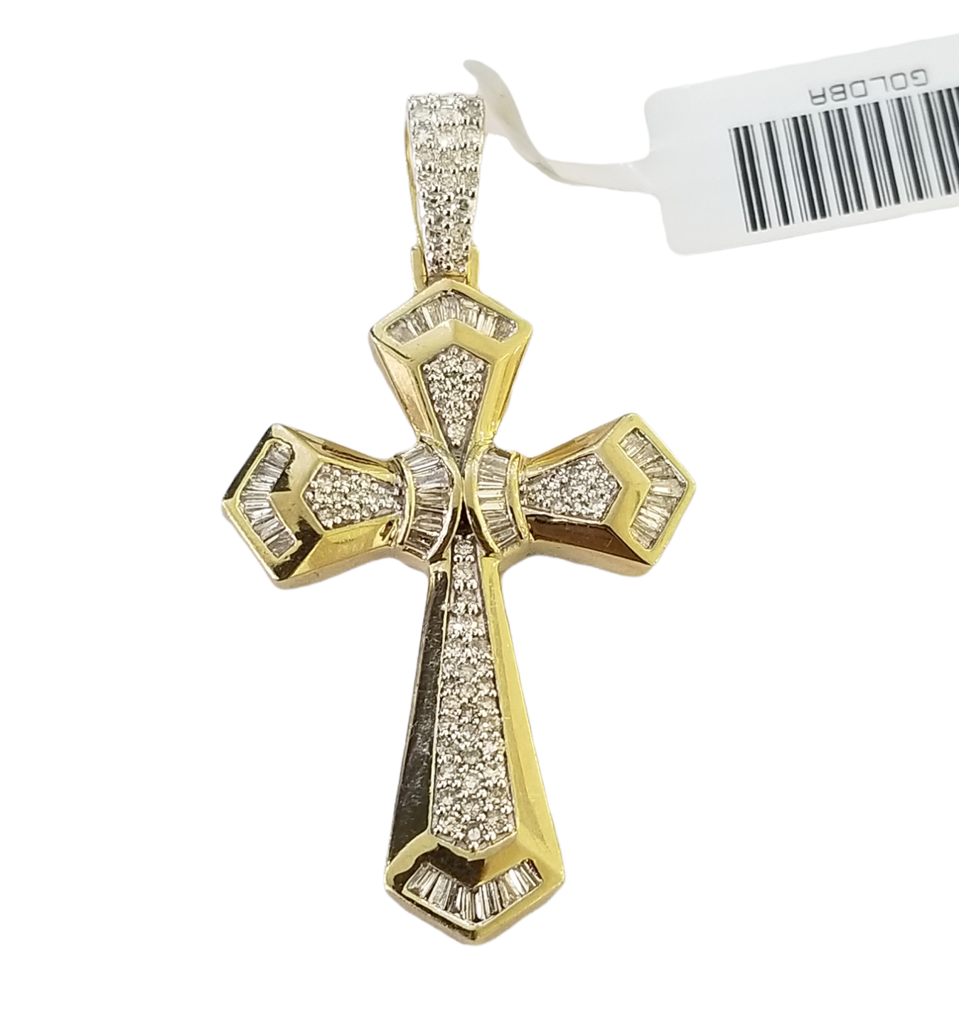 10K Yellow Gold Cross Genuine Diamond Pendent Jesus Cross Charm Religious