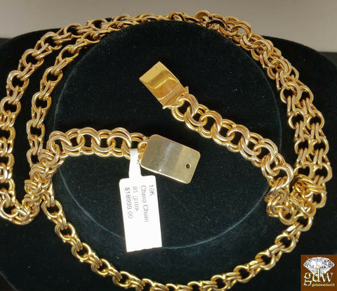 Real 10k Yellow Gold link Chain customized Box lock Cuban Chino