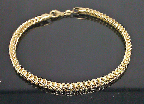 10k Yellow Gold Franco Bracelet 4mm 8" Inch Mens Women  Rope Cuban Link