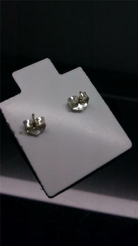 Round Sterling Silver 5mm CZ Stud Earrings Prong Setting Push Back