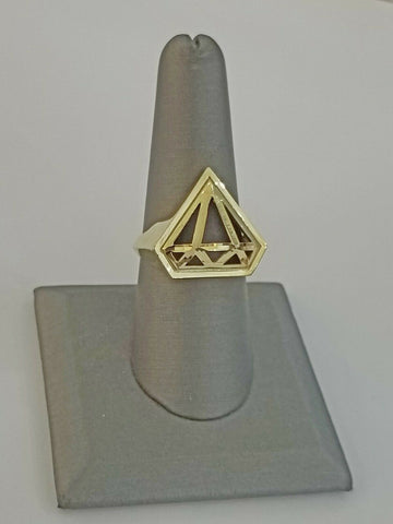 Real 10K Yellow Gold Pyramid Ring Diamond Cut Mens Band Solid 10k gold Size 9