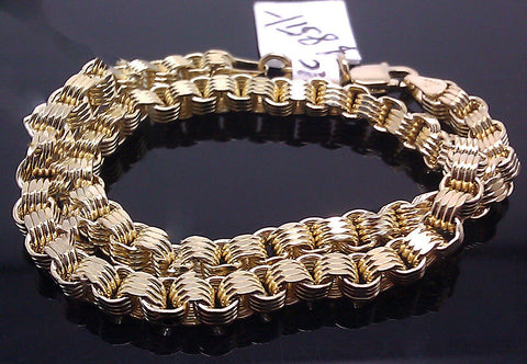 REAL 10k Yellow Gold Byzantine Bracelet Men Women 7 Inch