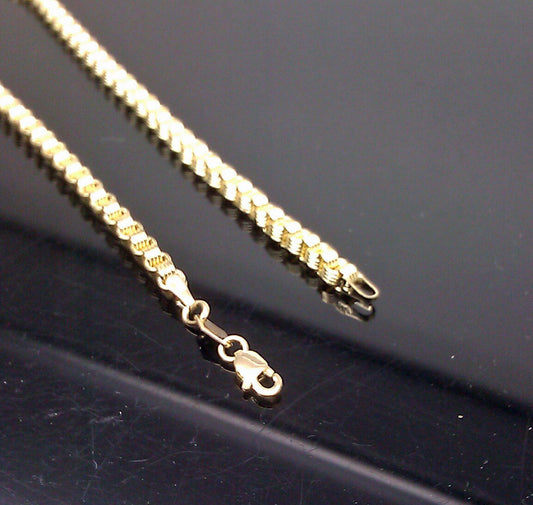 10K Yellow Gold Chain For Men's Real Byzantine 24 Inch Long 3.5mm Real Gold New!