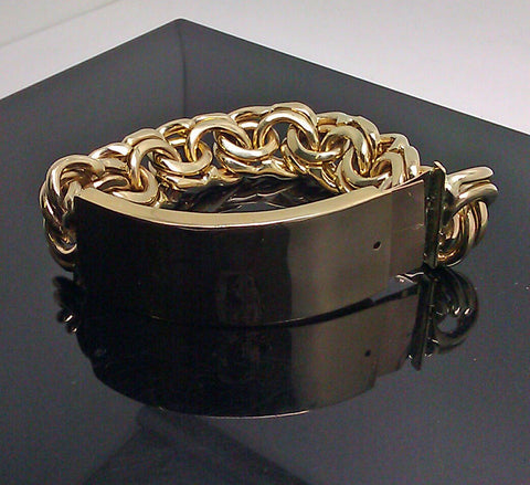 Real 10k Yellow Gold Chino Link ID Bracelet Box Lock 9" SOLID