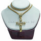 10k Yellow Gold Jesus Cross Charm Pendant 26" Miami Cuban Chain Necklace