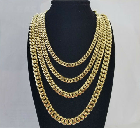 14k Yellow Gold Miami Cuban Necklace Chain 6mm-9mm,14kt Real Link Gold Chain