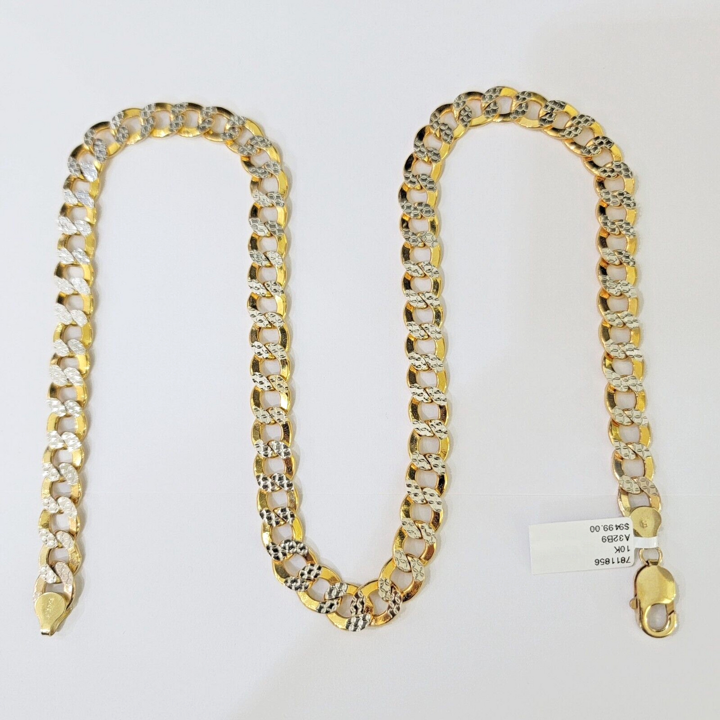 Real 10k Yellow Gold Cuban Curb Link Chain 10mm gold with diamond cuts