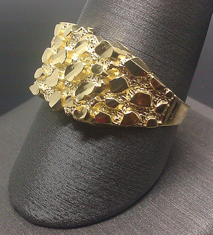 Real SOLID 10k Yellow Gold Men Nugget Ring Sizable pinky casual
