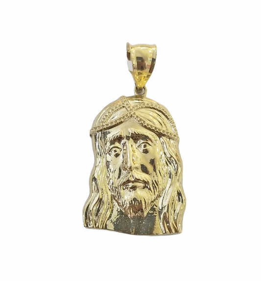 Real 10K Yellow Gold Jesus Head Pendent Charm