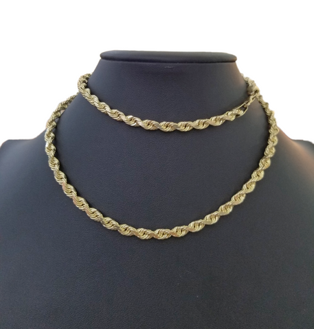 10k Gold Rope Chain For Men Necklace Diamond Cut 6mm 28 Inch SOLID On Sale