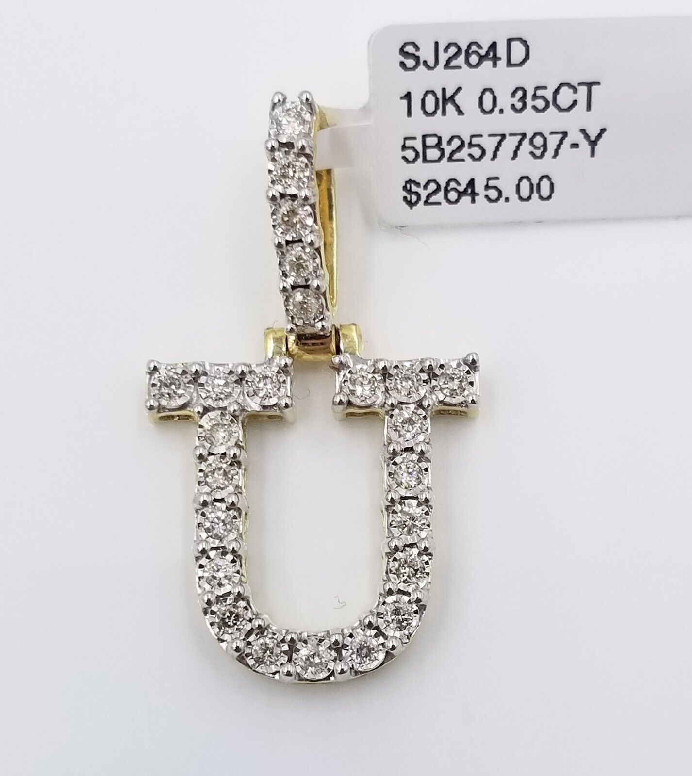 10k Yellow Gold Diamond Letter A-Z Initial Charm Pendant Real Diamond