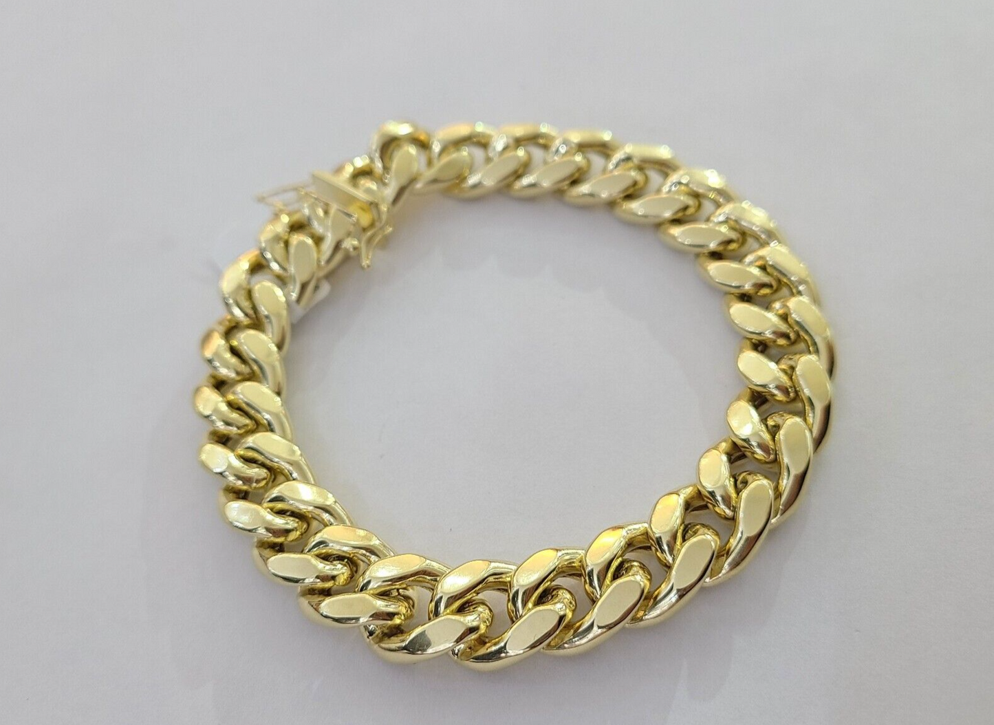 Real 14K Yellow Gold Miami Cuban Bracelet 9" Inch 13mm 14K Box Clasp Link