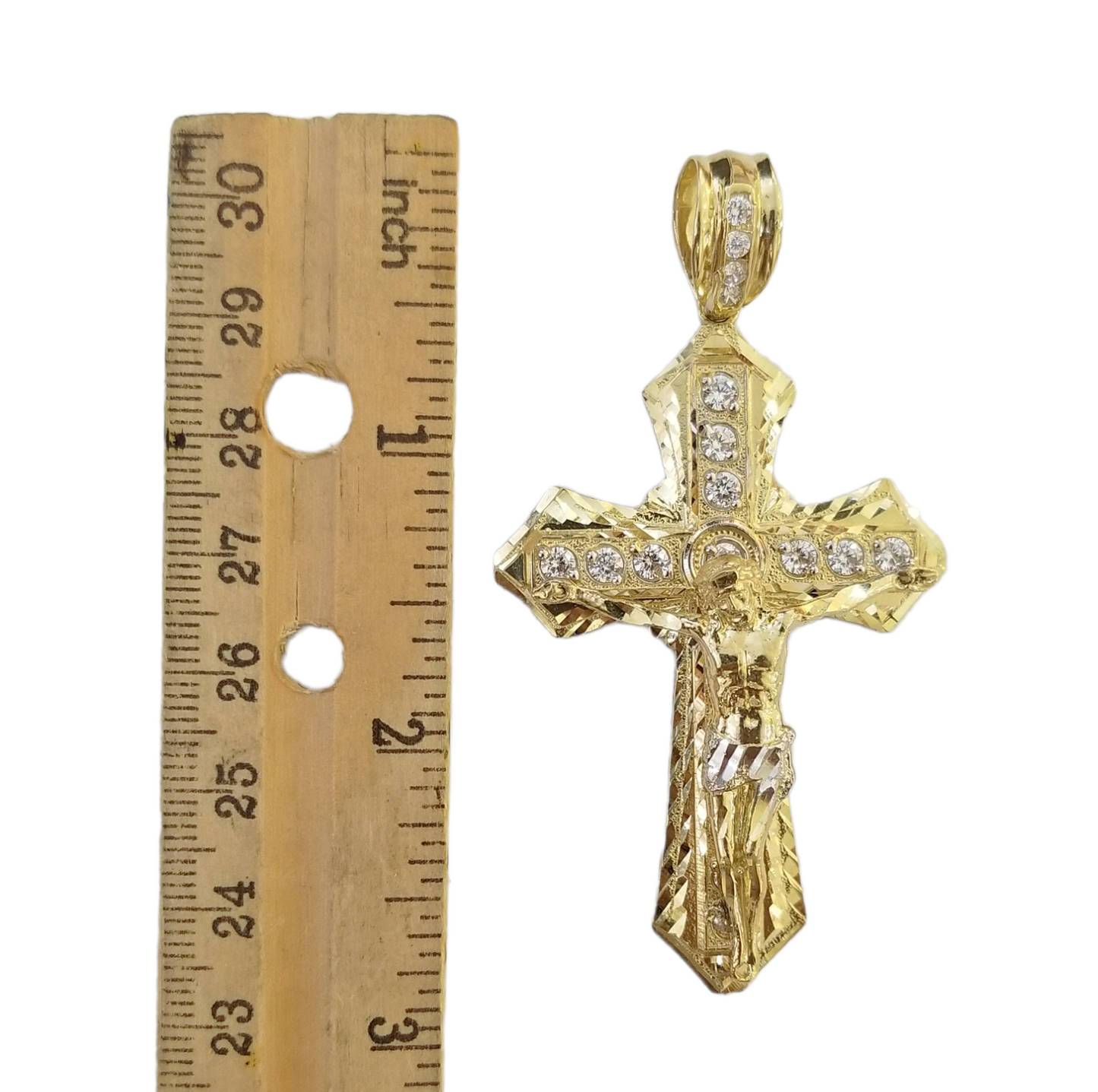 10K Yellow Gold Jesus Cross Charm Pendant Religion Real 10kt