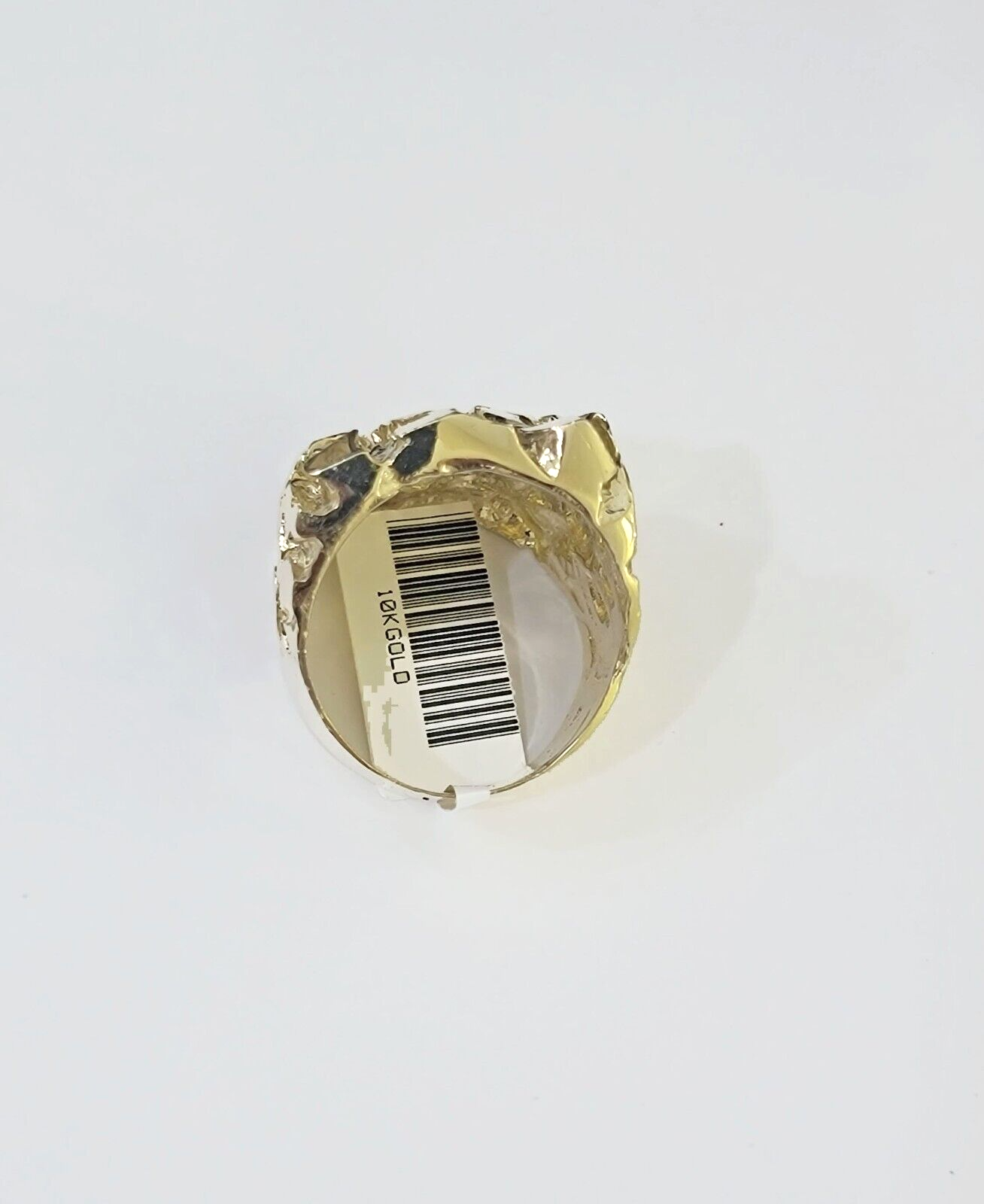 10k Real yellow Gold Nugget Ring men casual Rectangle gold ring 10kt