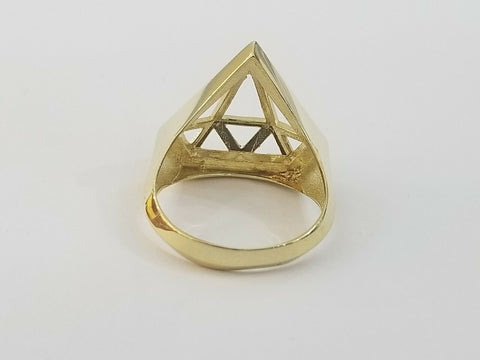 Real 10K Yellow Gold Pyramid Ring Diamond Cut Mens Band Solid 10k gold Size 9