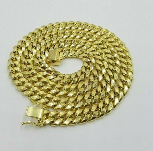 Real 10K Yellow Gold Miami Cuban Link Chain 8mm 28" Box Lock Necklace Authentic