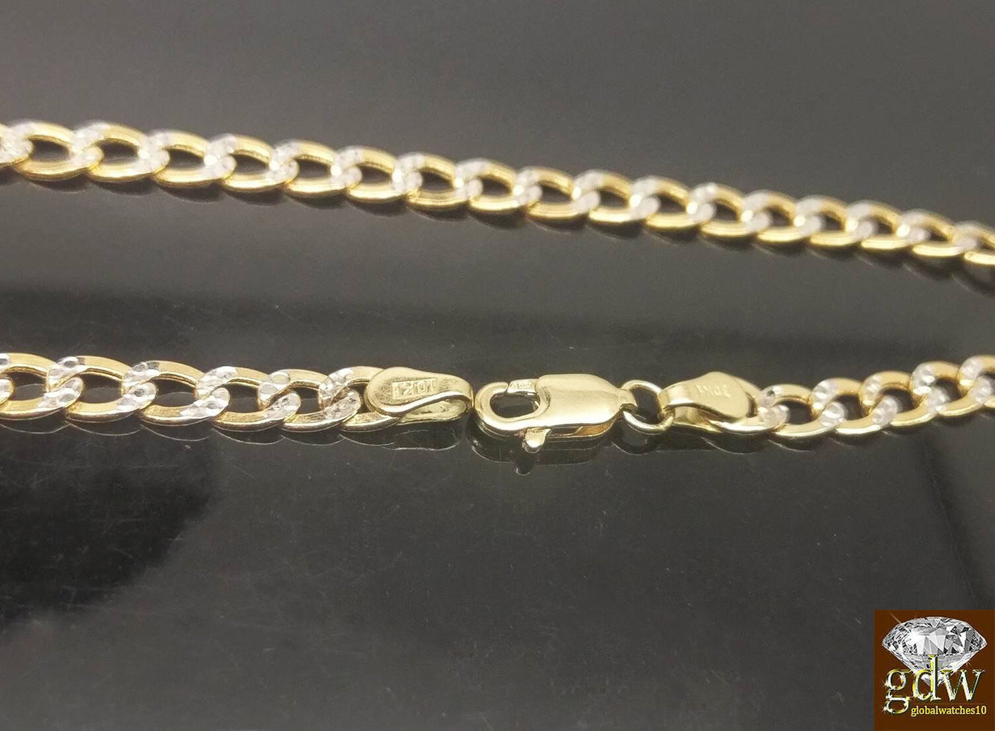 REAL 10k Gold Cuban Link Bracelet Diamond Cuts 9Inch Men Women