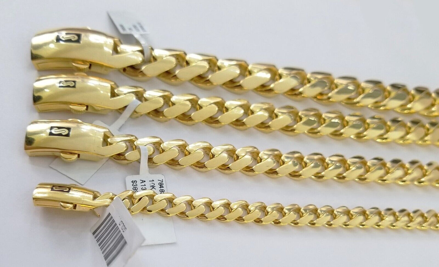 10K Real Yellow Gold Miami Cuban Monaco Chain 9" Bracelet 7mm 11mm 13mm 17mm