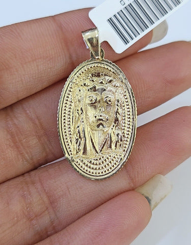 Best Real 10k Yellow Gold Oval Shaped Jesus Head Pendant 1-1.5 inches Charm