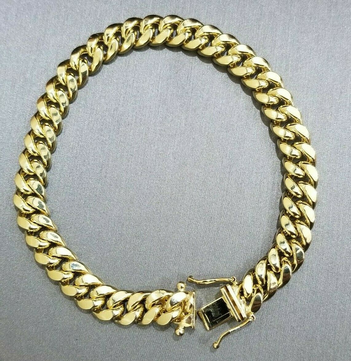 Real 10k Yellow Gold 8mm Miami Cuban Bracelet 9" Box lock