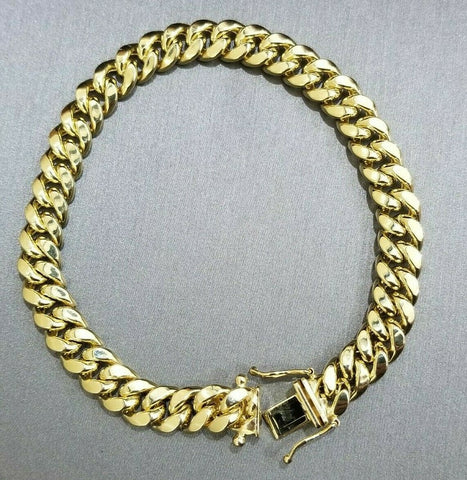 Real 10k Yellow Gold 8mm Miami Cuban Bracelet 9" Box lock