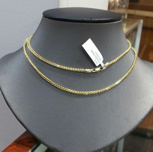 Real 10k Yellow Gold Chain for men 20" Franco Box Necklace diamond cut 2mm