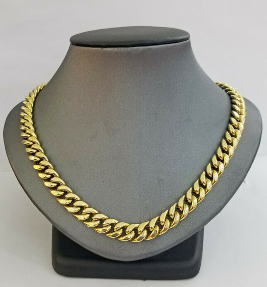 14k REAL Yellow Gold Necklace 26" Inch 10mm Miami Cuban Box Lock Men 14kt