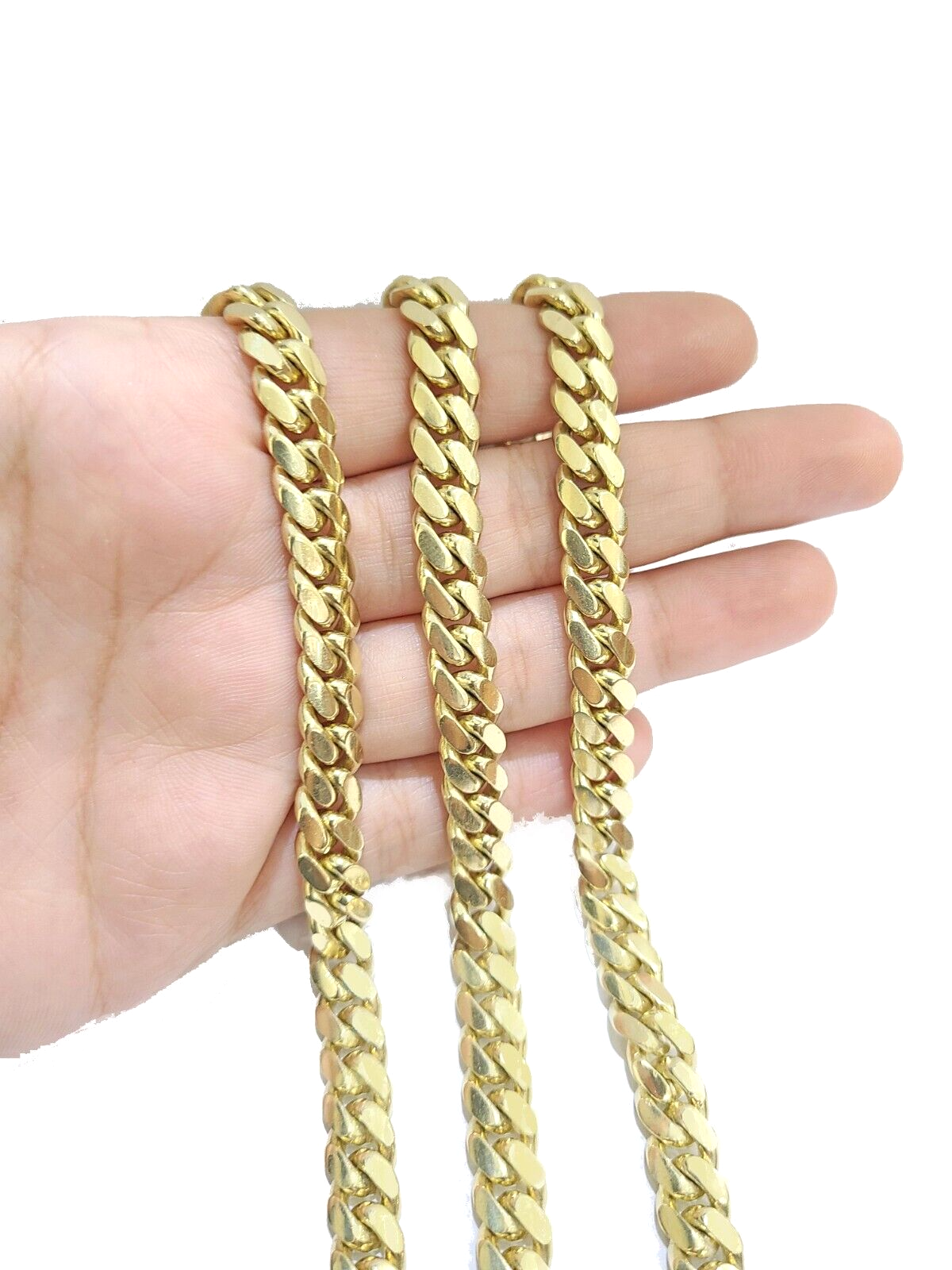 14K Yellow Solid Gold  8mm Men Box Lock Chain 26" Miami Cuban