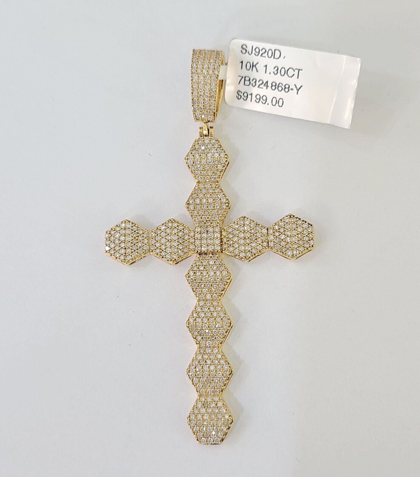 Real 10k Yellow Gold Diamond Cross Charm Men Women Pendant Genuine 2.5"