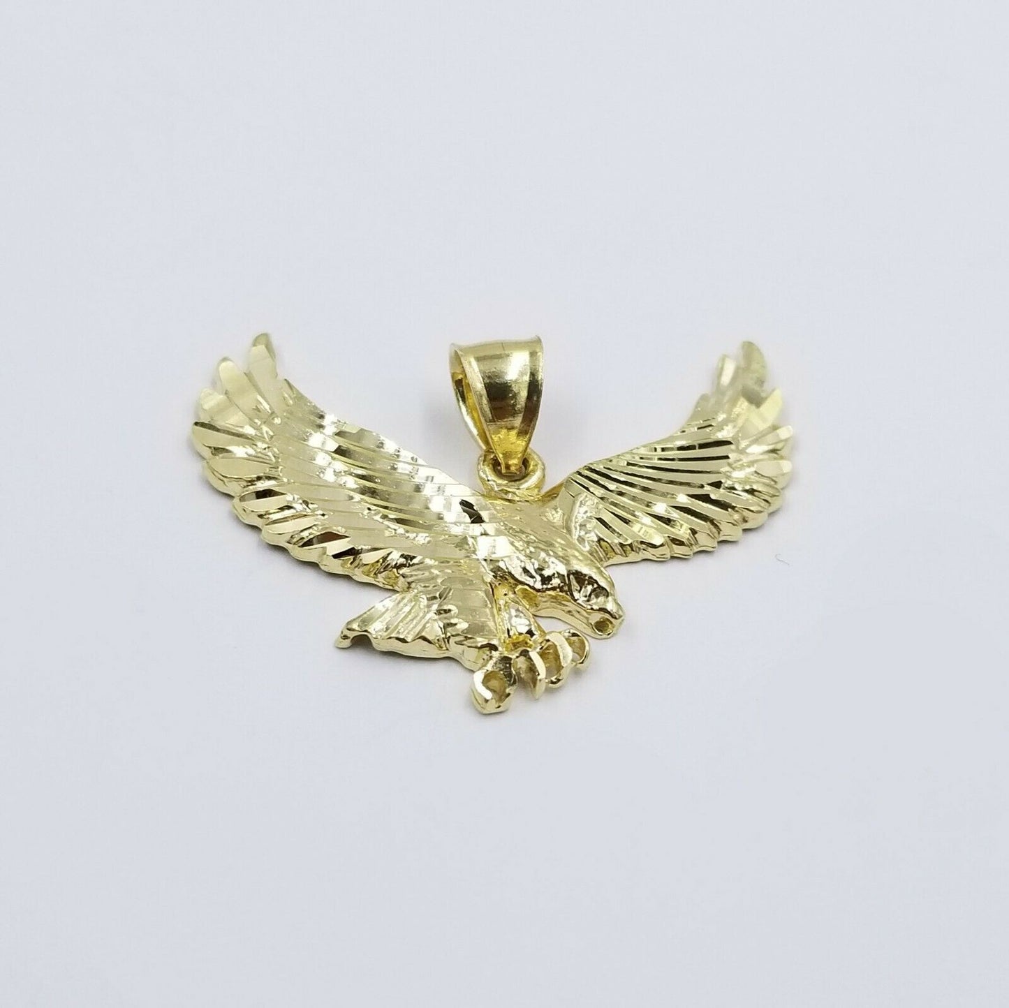 REAL10k Yellow Gold Flying Eagle Charm Pendent Miami Cuban Chain 3mm 18 20 22 24