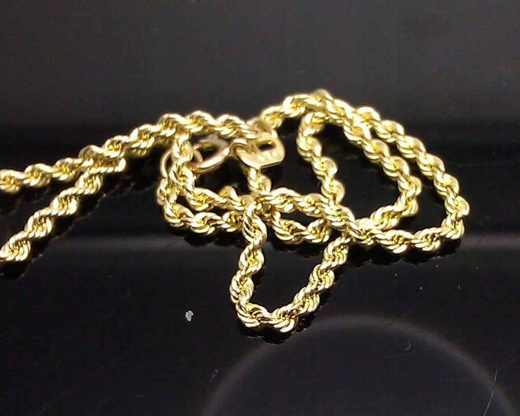 Real 10k Gold Rope Bracelet 8" inch  2mm lobster Men Women