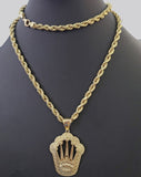 10K Yellow Gold Crown Pendent Charm 6mm Rope Chain 18" - 30" Inch Real