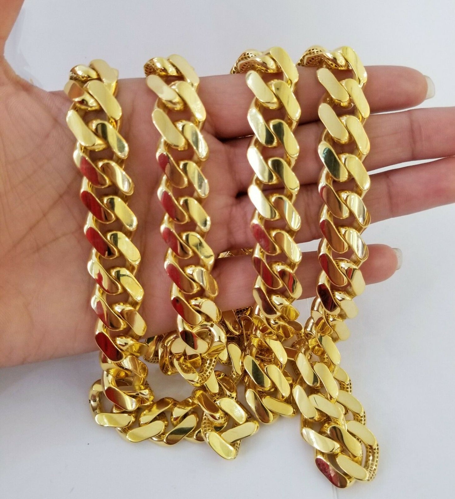 10k Gold Cuban Link Royal 15mm Monaco chain and Bracelet, 10kt Real gold set