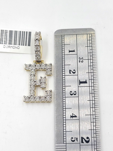Real 10k Gold & Diamond Letter "E" Initial Alphabet Charm/Pendant 1.25".
