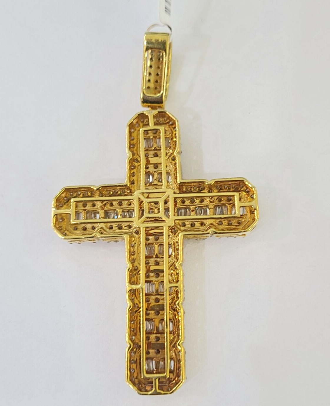 10k Yellow Gold Diamond Jesus Cross Charm Pendant Genuine Diamond Real