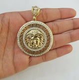 10k Yellow Gold Round Circle Charm Pendant 2 Inches 10kt gold