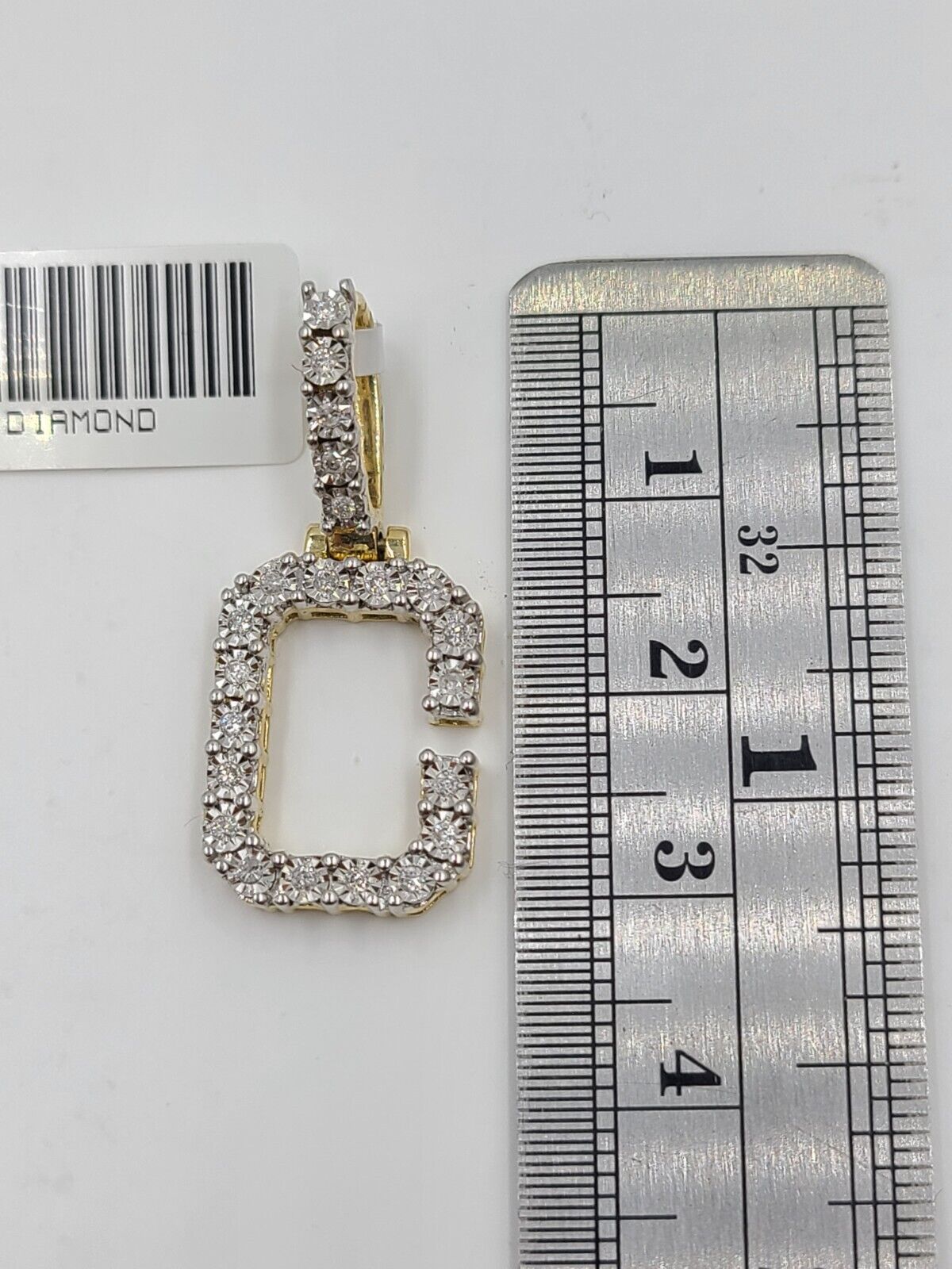 Real 10k Gold & Diamond Letter "C" Initial Alphabet Charm/Pendant 1.25".