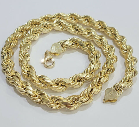 10K Yellow Gold Thick Rope Chain 22" 8mm Real 10k Necklace