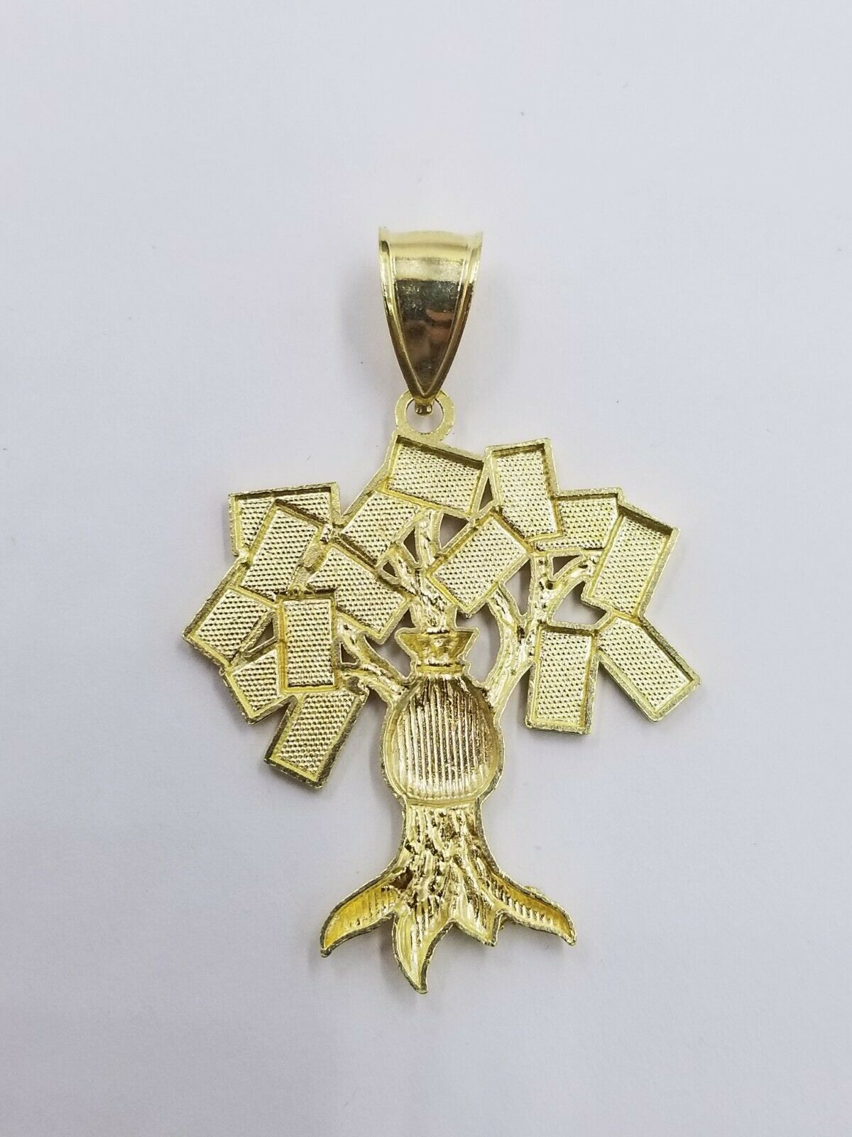 Real 10k Yellow Gold Lucky $100 Dollar Bag Charm Money Tree Pendant Men Women