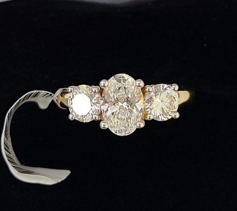 Real 14k Yellow Gold Diamond Ladies Ring Lab Created Women Engagement Wedding