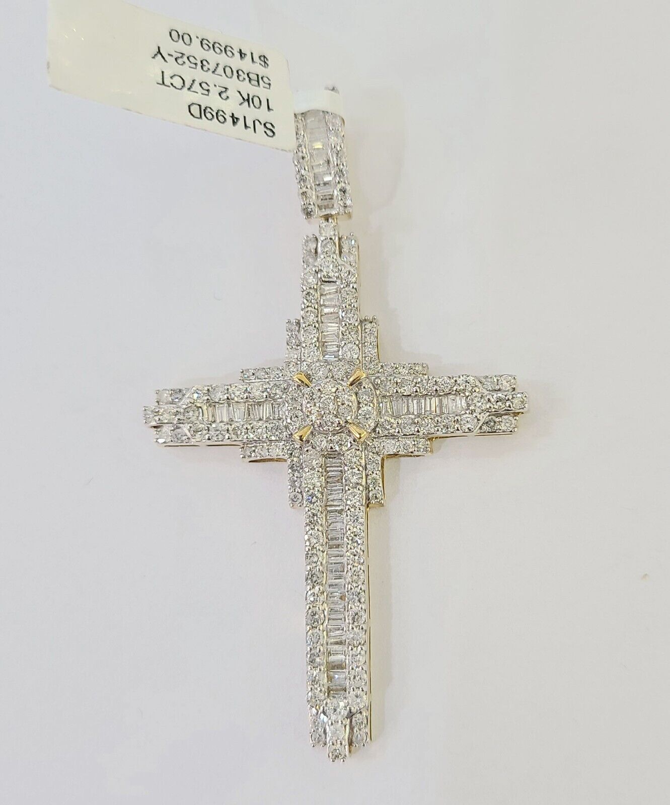 10k Yellow Gold Diamond Jesus Cross Charm Pendant Genuine Diamond Real