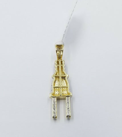 10k Yellow Gold Diamond Socket Plug Charm/Pendant For Men's 0.34CT Real Diamonds