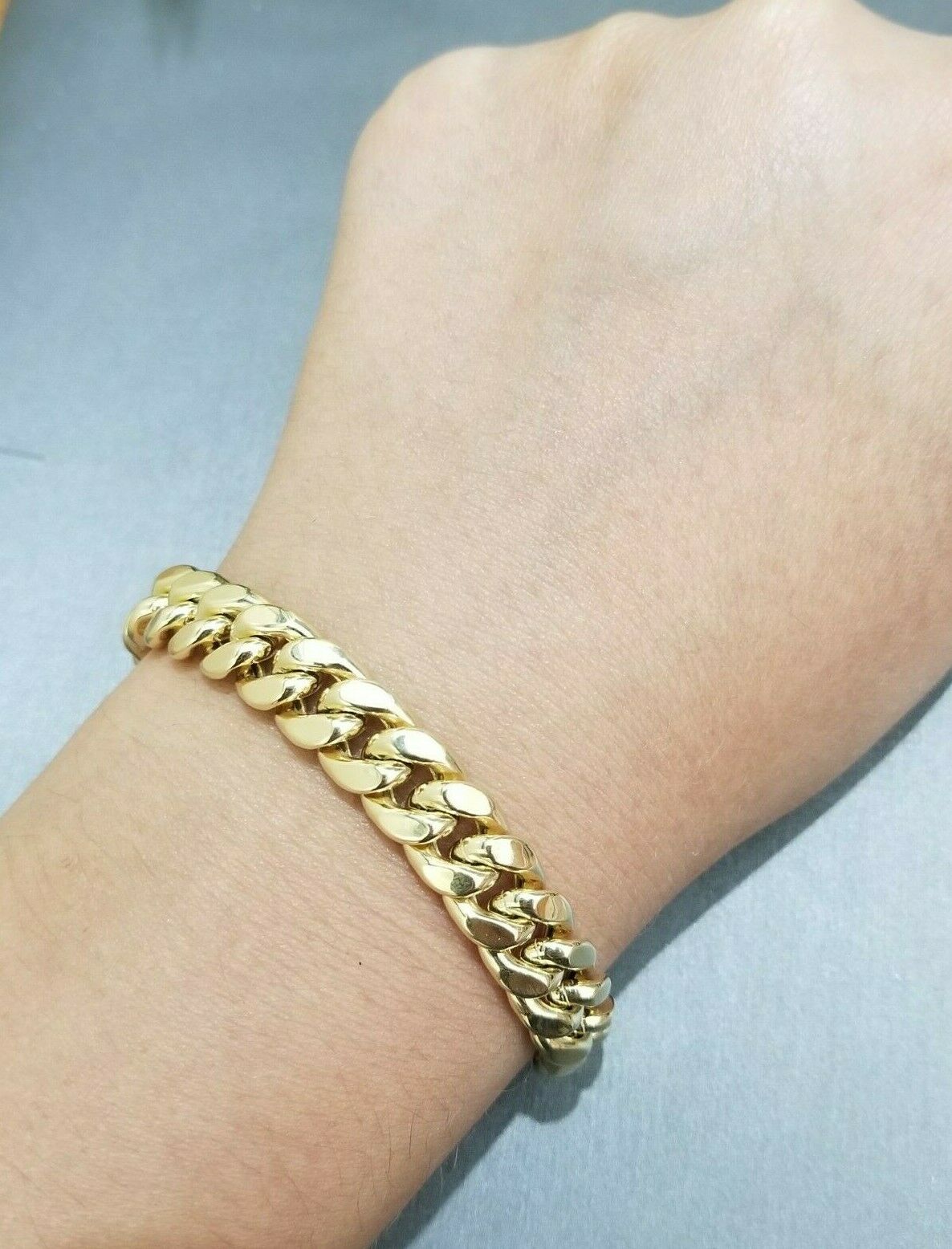 Real 10K Yellow Gold Miami Cuban Bracelet 9" 9mm Box Clasp Men 10k Link